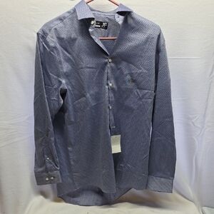 J.FERRAR Elegant Blue Button-Down Shirt for Men M 15-15 1/2 32-33